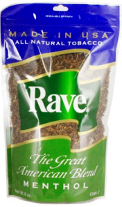 Rave Menthol Rolling Tobacco made in USA, 5 x 226 g bags, 1133 g total. Free shipping!