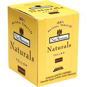 Nat Sherman Naturals Yellow 101 mm cigarettes made in USA, 4 cartons, 40 packs. Free shipping!