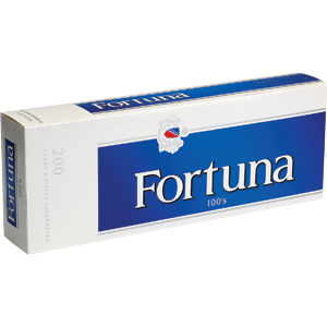 Fortuna Blue 100 Box cigarettes made in USA, 3 cartons, 30 packs. Free shipping!