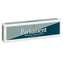 Parliament Ultra Lights Menthol Box cigarettes made in USA, 40 pcks, 4 cartons. Free shipping!