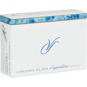 Virginia Slims Superslims Menthol Gold 100 Luxury cigarettes made in USA, 40 packs. Free shipping!